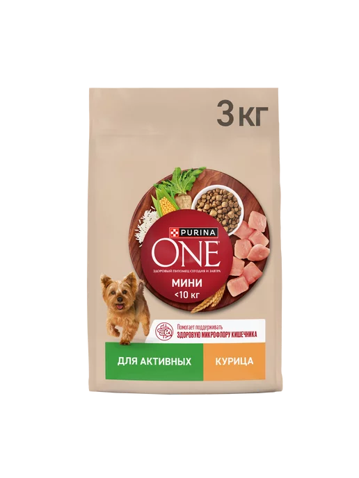 Сухой корм PURINA ONE Активных для собак, курица, 3 кг, фото 2