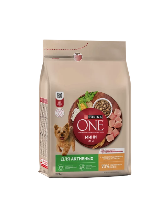 Сухой корм PURINA ONE Активных для собак, курица, 3 кг, фото 5