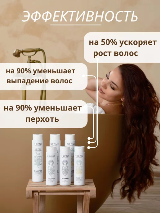 Nrene Natural Cosmetics Шампунь от перхоти и выпадения волос для жирных волос, 350 мл, фото 2