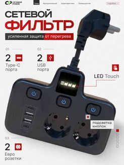 Тройник с проводом и USB СЕТЕВОЙ РУБЕЖ 247373557 купить за 1 443 ₽ в интернет‑магазине Wildberries