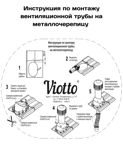 viotto Труба вентиляционная утепленная на крышу Каскад 110мм, серый, фото 8
