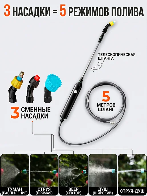 pabk Опрыскиватель аккумуляторный садовый для растений и цветов, вариант, фото 5