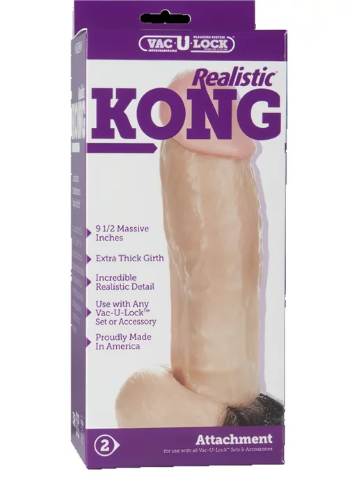 Doc Johnson Насадка Vac-U-Lock для трусиков Realistic Kong (20.8, Ø 5.8), бежевый, фото 2