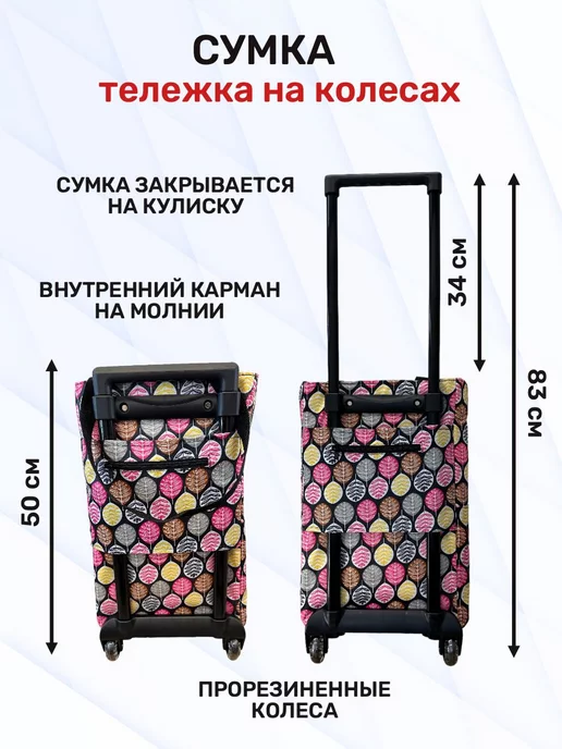 WAY-SHOP Сумка тележка хозяйственная, розовый, фото 2
