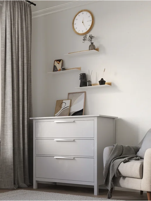WSFurniture Полка настенная, белый, фото 3