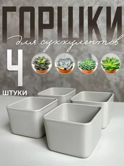 Горшки для суккулентов кактусов маленькие 4шт