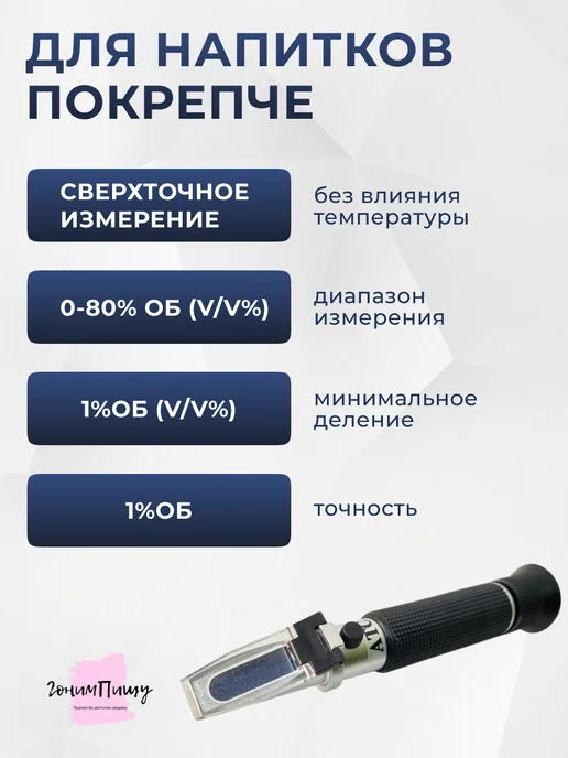 ГонимПищу Рефрактометр спирт 0-80%, вариант, фото 7