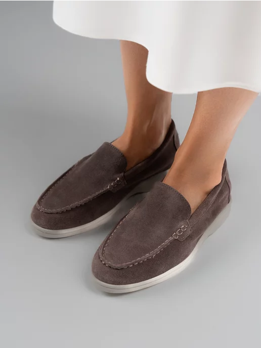 Kami Shoes Лоферы натуральная замша, коричневый, фото 2