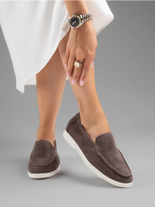 Kami Shoes Лоферы натуральная замша, коричневый, фото 3