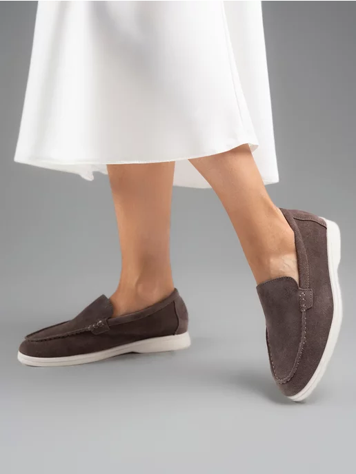 Kami Shoes Лоферы натуральная замша, коричневый, фото 4