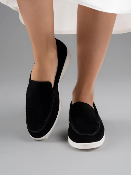 Kami Shoes Лоферы натуральная замша, черный, фото 6