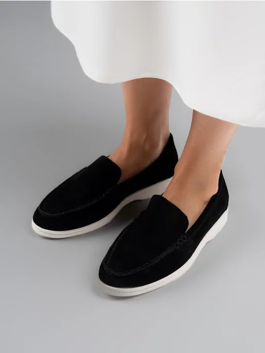 Kami Shoes Лоферы натуральная замша, черный, фото 7