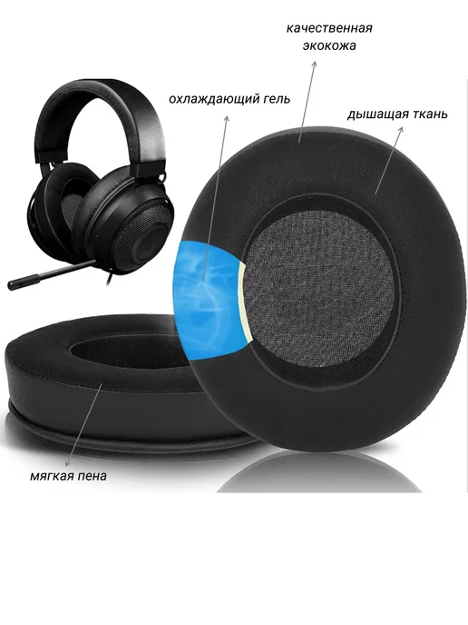 Maestro Store Амбушюры для Razer Kraken Pro 7.1 V2 с охлаждением, черный, фото 2