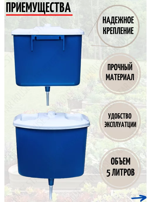 HouseStar Умывальник, дачный подвесной, рукомойник, бак для воды, синий, фото 2