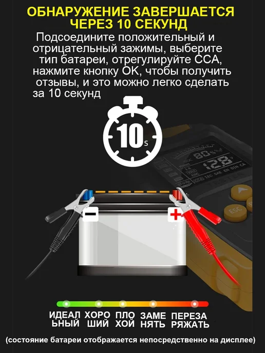 Тестер аккумулятора автомобильный 12В 24В, вариант, фото 8