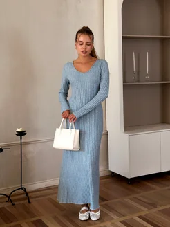 Платье длинное повседневное в рубчик Belle robe 247737419 купить за 4 928 ₽ в интернет-магазине Wildberries