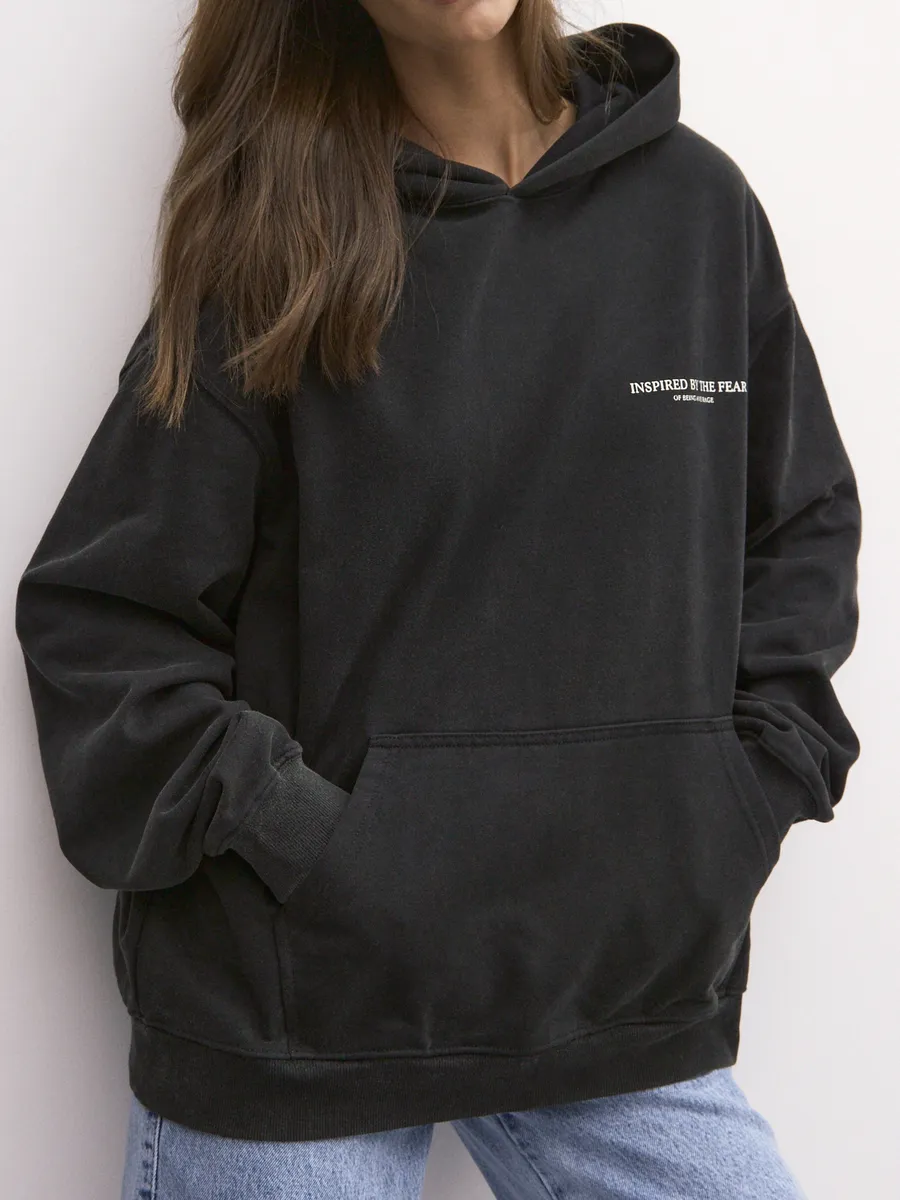 Оверсайз худи с эффектом потертости с капюшоном