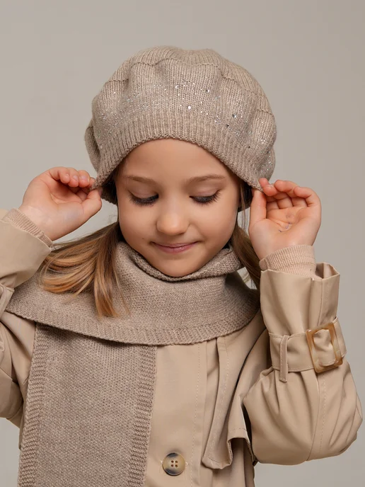 imankids Берет детский осенний, коричневый