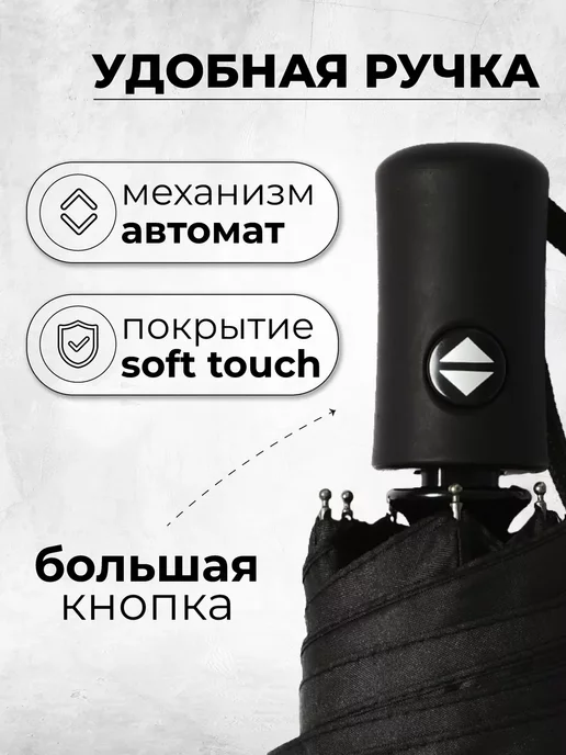 Umbrella World Зонт черный автомат антиветер, черный, фото 7
