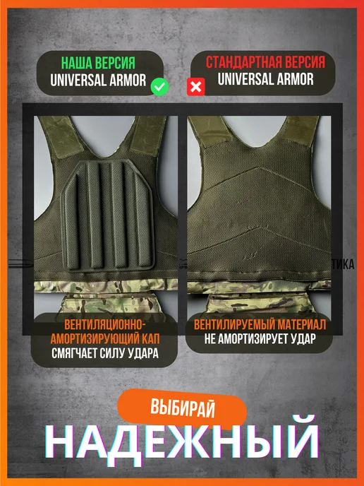 Тактическая баллистика Тактический бронежилет Universal Armor с бронеплитами БР5, вариант, фото 6