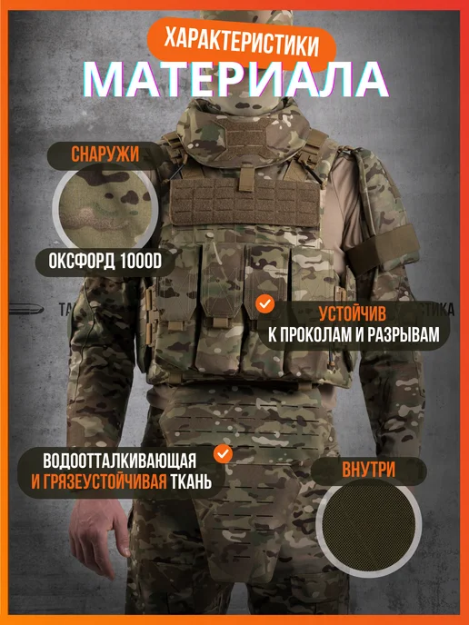 Тактическая баллистика Тактический бронежилет Universal Armor с бронеплитами БР5, вариант, фото 8