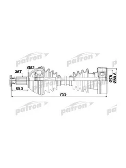 Полуось передняя правая 36x753x52 SEAT CORDOBA 02 -, IBIZA