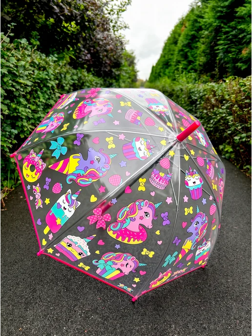 Umbrella World Зонт детский прозрачный полуавтомат, белый