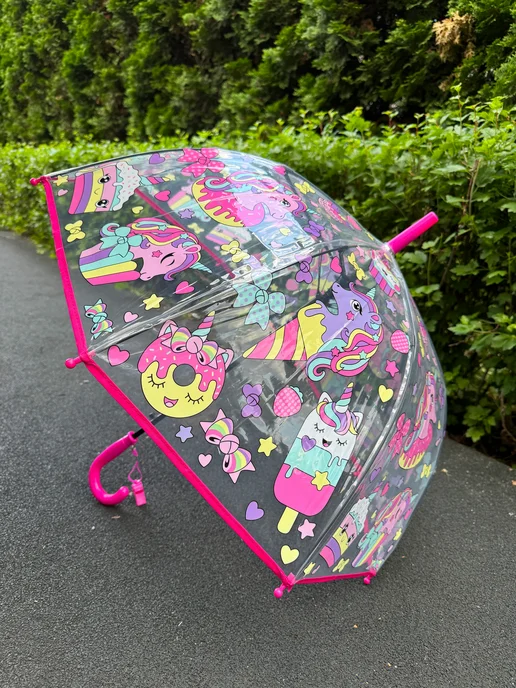 Umbrella World Зонт детский прозрачный полуавтомат, белый, фото 2