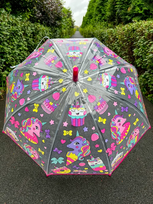 Umbrella World Зонт детский прозрачный полуавтомат, белый, фото 4