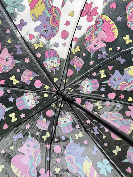 Umbrella World Зонт детский прозрачный полуавтомат, белый, фото 6