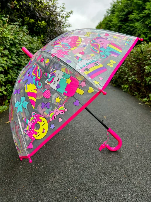 Umbrella World Зонт детский прозрачный полуавтомат, белый, фото 7
