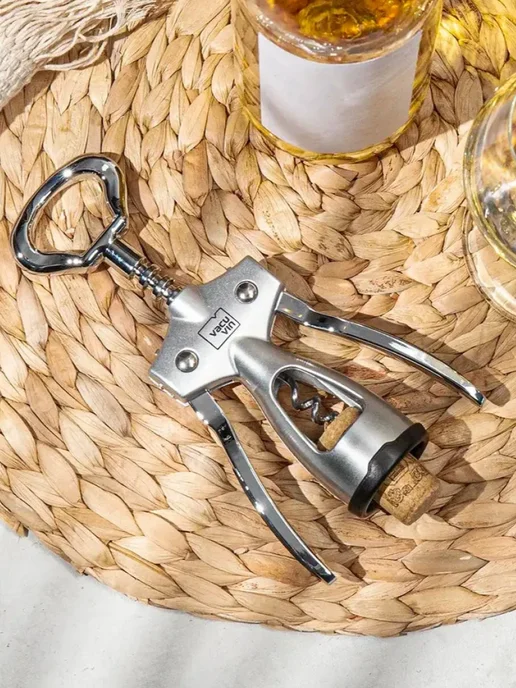 Vacu Vin Штопор для вина механический прочный бабочка, серый, фото 3