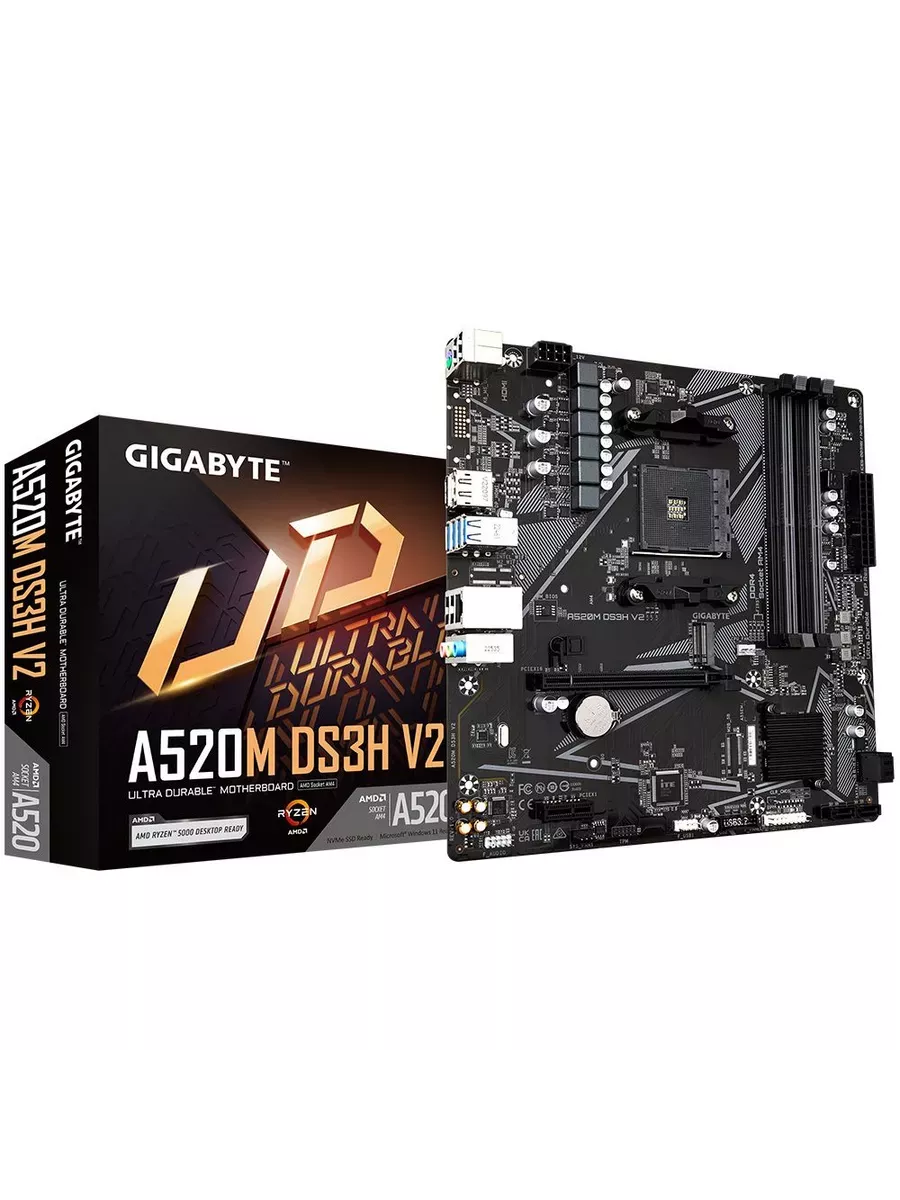 Материнская плата A520M DS3H V2, AM4, Micro ATX Gigabyte 248114686 купить за 5 196 ₽ в интернет‑магазине Wildberries