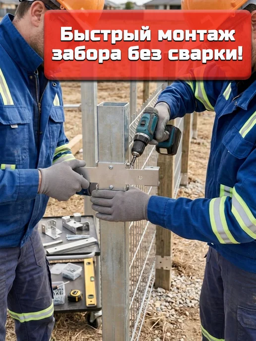 Bilti Х кронштейн для забора, толщ 2 мм, 60х60 40х20 мм (12 шт.), 60x60, 50 шт, фото 3