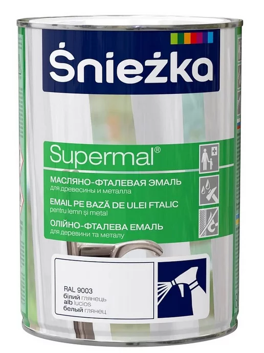 Краска Sniezka масляно-фталевая эмаль по дереву и металлу белая 0,8л, 800 мл, фото 2