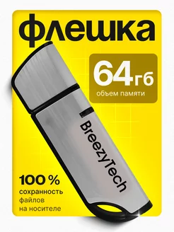 Флешка 64 гб для компьютера и музыки USB 2.0 с колпачком BreezyTech 248336873 купить за 850 ₽ в интернет-магазине Wildberries