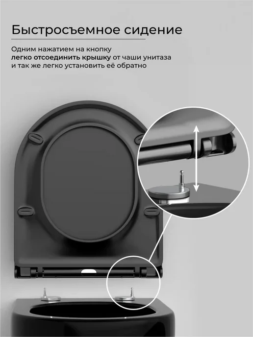 Ceramicanova Унитаз подвесной с сиденьем микролифт, черный, фото 2