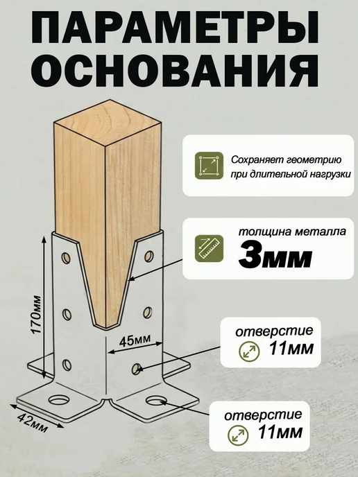 Bilti Универсальная опора колонны 45х170 мм (2 шт.), 45x170 мм, 2 шт, фото 2
