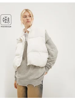 Молочный утеплённый жилет oversize