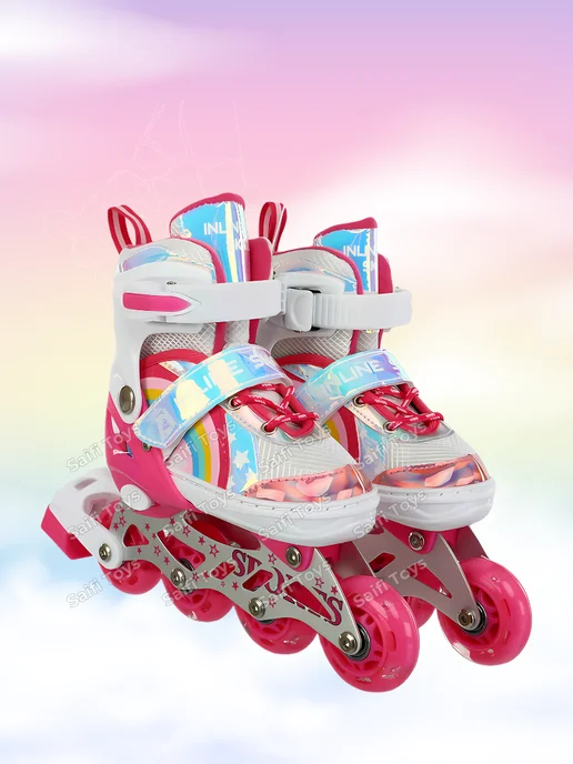 Saifi toys Ролики для девочек раздвижные светящиеся, розовый, фото 6