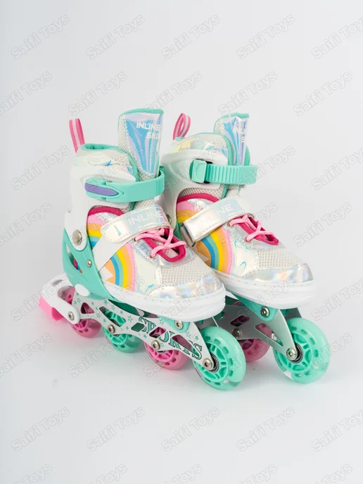 Saifi toys Ролики для девочек раздвижные светящиеся, голубой, фото 8