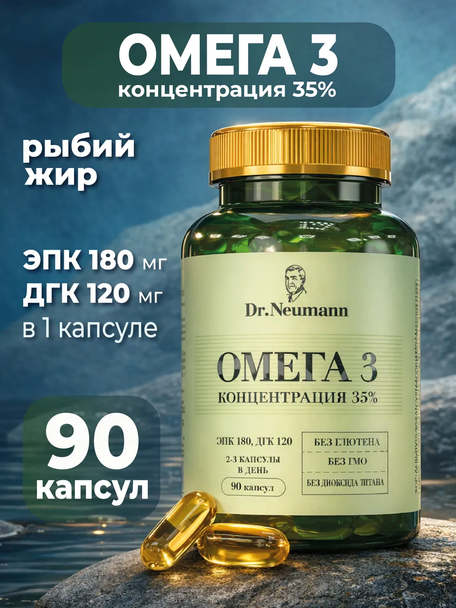 Омега 3 35% Рыбий жир 90 капсул
