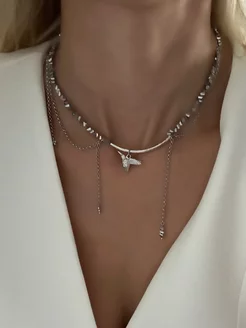 Колье чокер на шею с цепочками и подвеской птичкой Odina jewelry 248680765 купить за 2 150 ₽ в интернет-магазине Wildberries