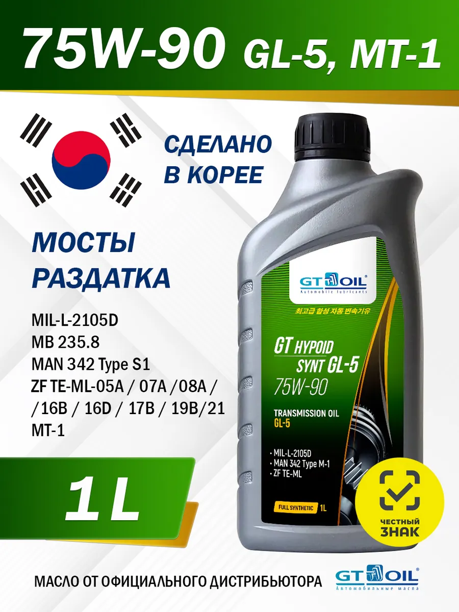 Масло трансмиссионное GT_OIL HYPOID SYNT GL-5 75W-90
