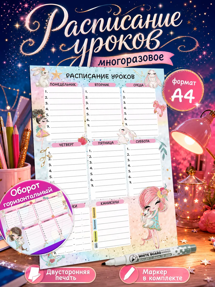 Расписание уроков для девочек