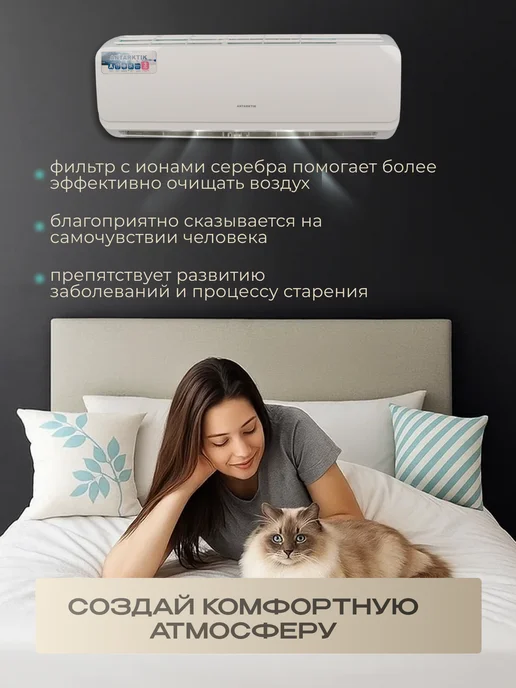 ANTARKTIK Сплит-система кондиционер 7 до 23 кв м, белый, фото 3