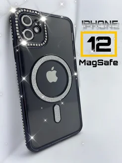 Чехол на iPhone 12 со стразами и блестками magsafe