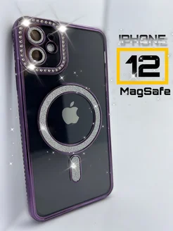 Чехол на iPhone 12 со стразами и блестками magsafe