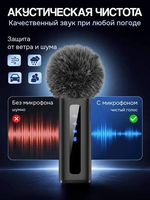 WООDY Микрофон петличный беспроводной для iPhone и Android TYPE-C, вариант, фото 2