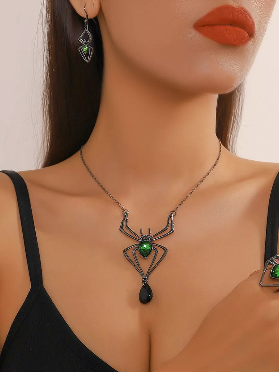 Кулон на шею с цепочкой Green Spider 57 см
